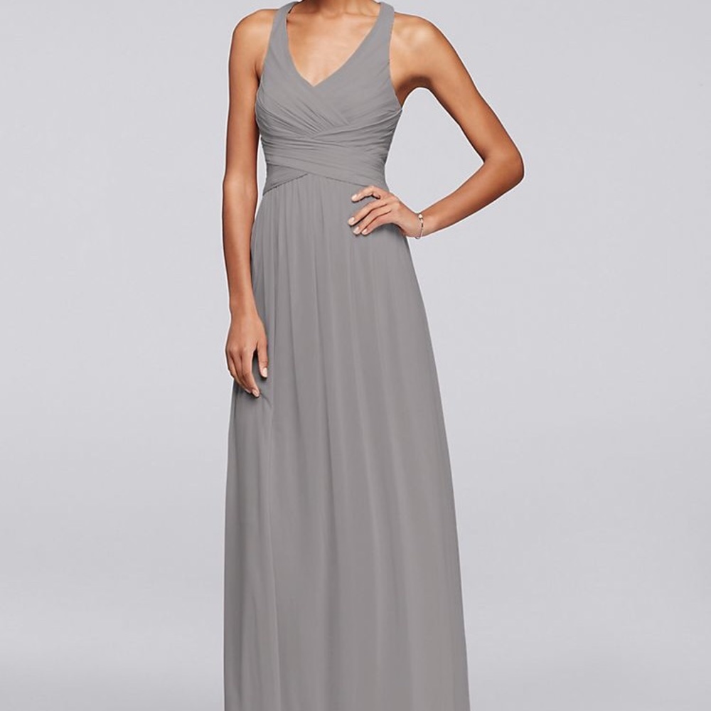 David’s Bridal Mesh Long Dress w/ Crisscross Back